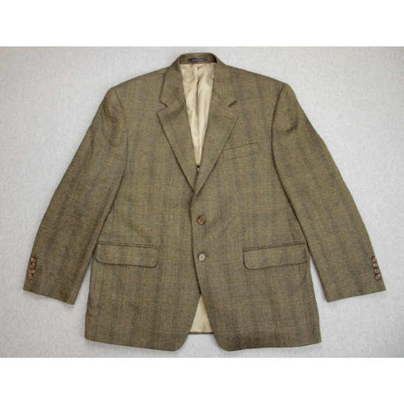Lauren Ralph Lauren Blazer Mens Size 42S Plaid 100% Lamb's Wool 2 Button Notch - Picture 2 of 10